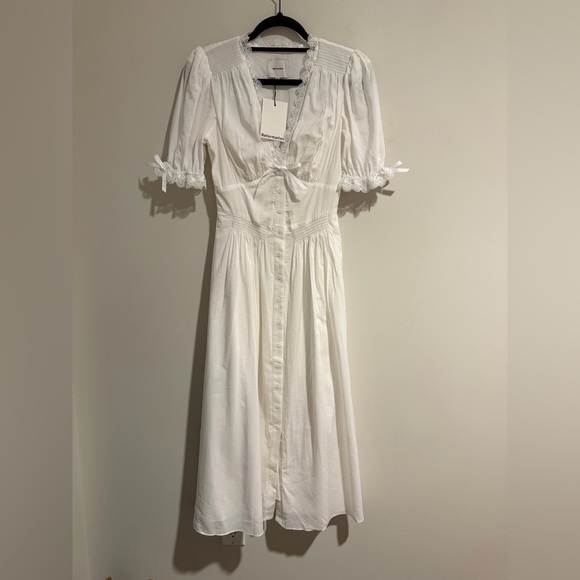 Reformation White Cotton Blend Ketra Dress, NWT - Picture 6 of 9